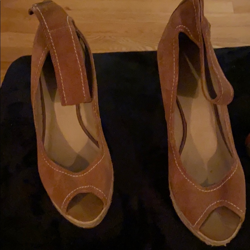 Suede wedge heels by ‘Levity’.